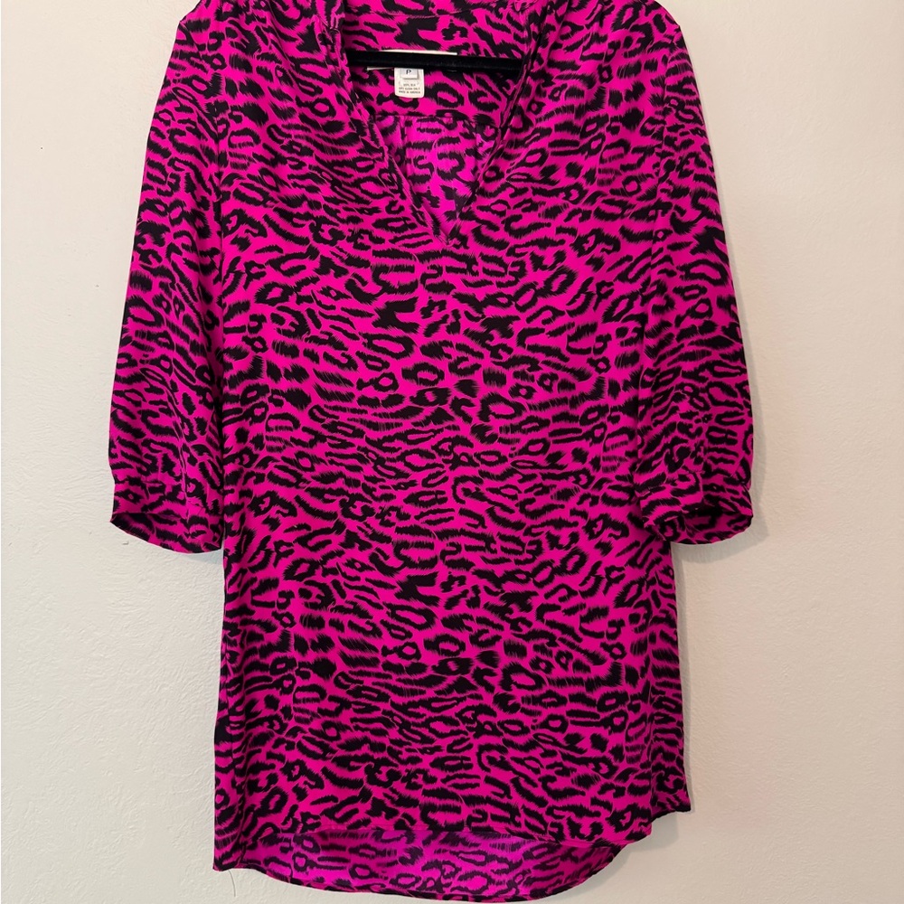 Amanda Uprichard Fuchsia Animal Print Blouse